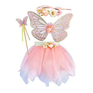 Costume de princesse féerique fantastique pour filles, fête de Noël, ailes de papillon lumineuses, jupe, ensembles de fête pour bébés écologiques - Product Image 1