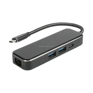 תחנת הרחבה 4 ב-1 טעינה מהירה USB סוג C Hub 3 0 RJ45