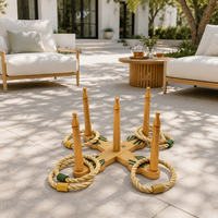 YumuQ Premium Kiefernholz Hoopla Ringwurfspiel für Draußen, Garten, Strand und Camping
