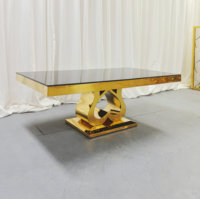 Table à manger en acier inoxydable doré, fabrication directe d'usine, mobilier de luxe pour mariage, banquet, réception d'hôtel, sur mesure