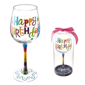 Cadeau de Noël sans tige impression personnalisée imprimé personnalisé verre à vin couleur verres à vin verres à vin