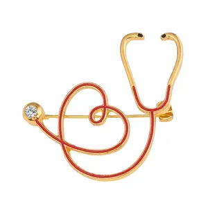 Üretici çin tıbbi ekipman stetoskop broş özel Logo Metal rozetleri sert yumuşak emaye yaka iğnesi