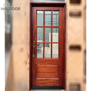 Полностью настраиваемая звукоизоляционная входная дверь из массива дерева с 6 стеклянными панелями для жилых помещений, из красного дерева или дуба, наружная дверь - Product Image 4