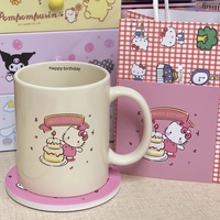 Internet-Berühmte Niedliche Cartoon Hello Kitty Kuchen-Keramiktasse mit Löffel Geburtstagsgeschenk Werbegeschenk & Studentengeschenk Großhandel
