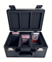 Boîte de rangement en alliage d'aluminium pour cartes à collectionner, avec fenêtre de visualisation, serrure TSA, 3 rangées, pour toploaders et cartes sportives
