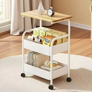 Storage Cart 3 Tier Movable <b>Table</b> <b>With</b> <b>Wheels</b> For Living Room Bedroom Kitchen Multifunctional <b>Side</b> <b>Table</b> - Product Image 3