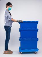 Entrepôt Stockage industriel Déplacement PP Attaché Couvercle Conteneurs Boîte de Chiffre d'Affaires en Plastique pour Transport Tote