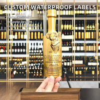 Étiquette de bouteille de vin personnalisée en aluminium gravée en 3D avec feuille d'or champagne, autocollant adhésif, badge imprimé en typographie, emblème, artisanat en métal