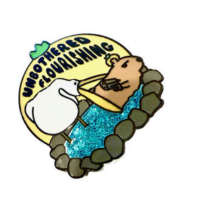 실크 스크린 인쇄와 옷깃 핀 금속 황동 사용자 정의 에나멜 핀 스테인드 애니메이션 반짝이 진주 - Product Image 5