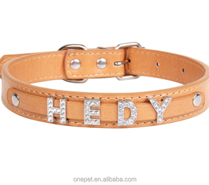 Kerah anjing PU huruf berlian dekorasi renda gaya lucu sederhana Aksesori hewan peliharaan kerah fitur hewan nilon - Product Image 5