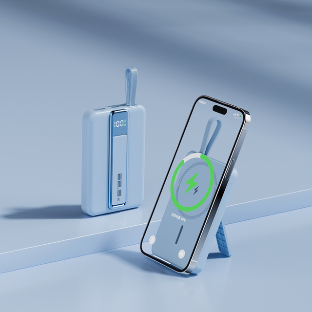 X5 Bidirectional Magnetic Wireless Power Bank Fast Charging 22.5W Portable PD20W Built-in Cable with Stand Dual Interface Holder