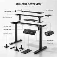 Cadre de bureau électrique réglable en hauteur avec mémoire de position pour poste de travail DIY à domicile ou au bureau