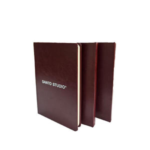 Carnet à couverture rigide en cuir avec logo personnalisé - Reliure cousue, estampage à chaud, sur mesure pour usage professionnel - Product Image 2