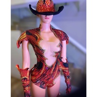 Combinaison moulante sexy en polyester avec strass, style kits, pour chanteuse de bar et de boîte de nuit, tenue de scène Gogo