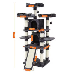 Großer Plüsch-Kratzbaum mit mehreren Ebenen, Katzenhöhle, Hängematte und Sisal-Kratzstämmen für drinnen - Product Image 5