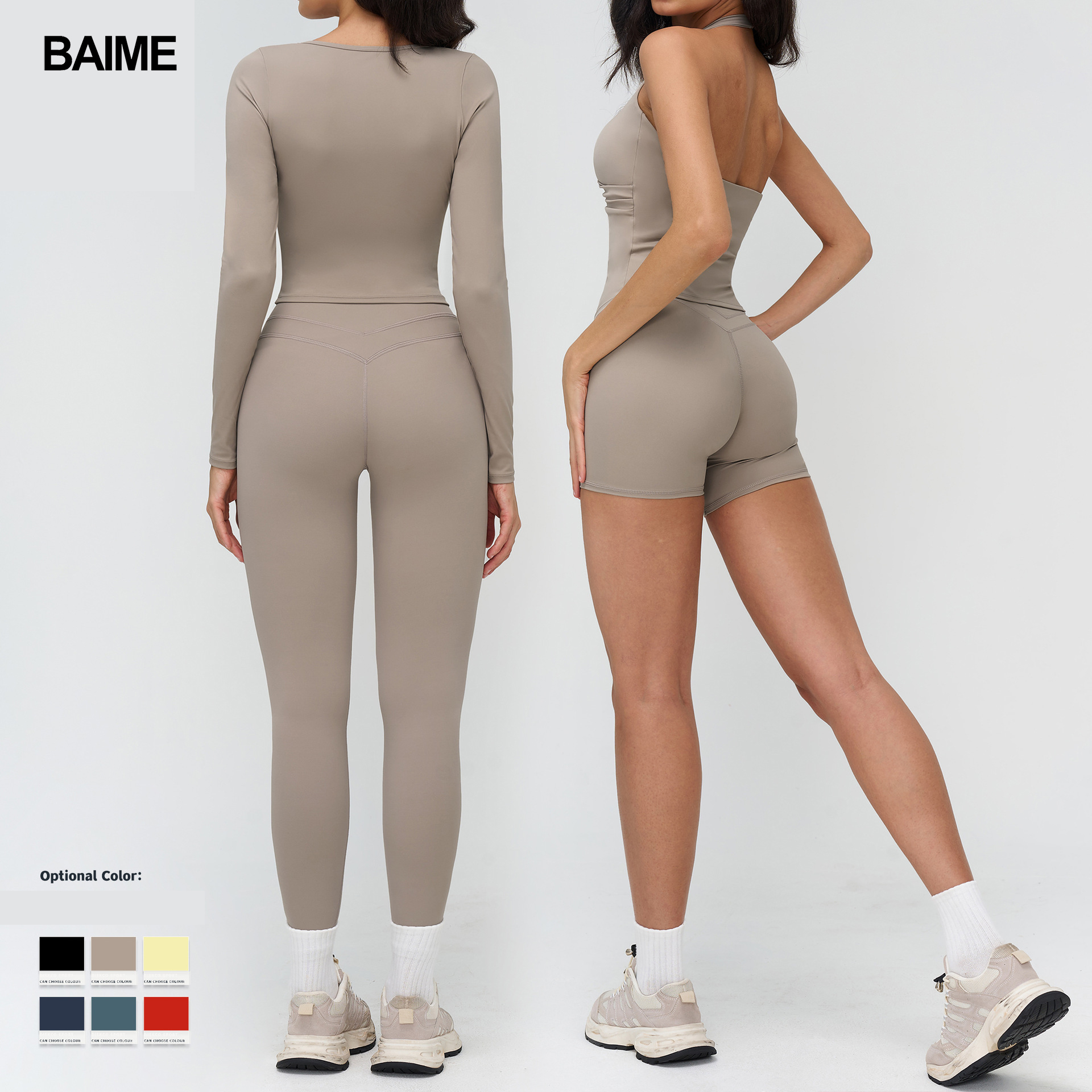Women's Yoga Suit 2-Piece Set Tight Fitting Elastic Waist Lightweight Nylon Spaghetti Strap Solid Pattern for Outdoor Running