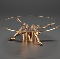 Table basse ronde de luxe, moderne et haut de gamme, avec pieds en acier inoxydable, base plaquée écologique, design élégant, directement de Foshan