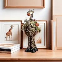 Vas Jerapah Resin Kreatif untuk Rangkaian Bunga, Pot Bunga Bentuk Hewan Buatan Tangan dan Dilukis Tangan, Dekorasi Rumah, Jerapah Elegan
