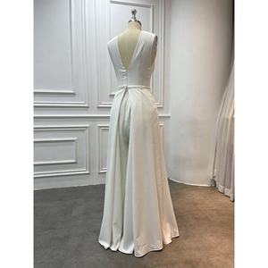 Robes décontractées de haute qualité pour femmes d'usine en gros <span class=keywords><strong>Combinaison</strong></span> blanche personnalisée Soirée formelle Robe d'invité pour mariage <span class=keywords><strong>avec</strong></span> ceinture - Product Image 4