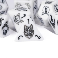 Ensemble de dés polyédriques de 7 pièces pour Donjons et Dragons, en résine blanche, avec logo personnalisé