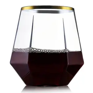 Verres <span class=keywords><strong>sans</strong></span> <span class=keywords><strong>Pied</strong></span> Incassables en Plastique Diamant, pour <span class=keywords><strong>Vin</strong></span> Rouge et Whisky, 12 OZ – Produit Populaire pour Usage Domestique - Product Image 1