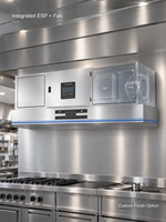 Hotte de cuisine ouverte intégrée ESP avec finition personnalisée, hotte d'extraction électrostatique pour aménagements de restaurants commerciaux