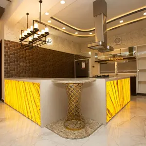 Matériau de décoration intérieure d'hôtel Dalle de pierre Albâtre Décoration Pierre translucide artificielle