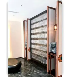 Customized Glass Wall Partition With Stainless Steel Decorative Frame Screen For Back Wall Decoration