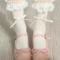 Chaussettes Lolita mignonnes en dentelle extensible, respirantes et à séchage rapide, blanches laiteuses, mi-mollet, pour le printemps et l'été