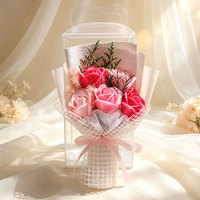 Hoogwaardige zeeproos met transparante handvat geschenkdoos, kunstmatig mini-boeket, gedroogd bladdecoratie voor Valentijnsdag, jubileum, verjaardag