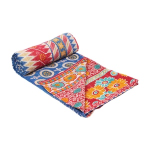 <b>Indian</b> Sari Reversible Vintage Kantha <b>Quilt</b> <b>Indian</b> Reversible Hand Stitched Heavy Throw Old Sari Blanket Patch Work Heavy <b>Quilt</b> - Product Image 1