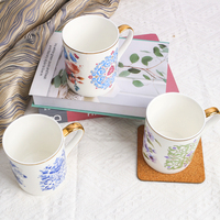 Tasses à lait en porcelaine de style nordique, vente en gros, design personnalisé, tasse à thé en porcelaine avec bord doré