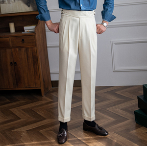 Autumn Italy Naples High Waist Straight <strong>Trousers</strong> <strong>UK</strong> <strong>Men's</strong> <strong>Casual</strong> Business Western Suit Pants - Product Image 3
