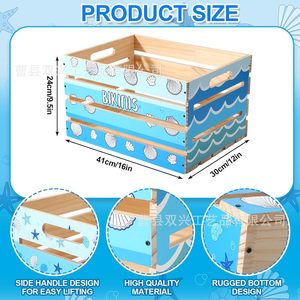 Wooden <b>Storage</b> Box For Bikinis With Shell Pattern Rectangle <b>Clothes</b> Organizer Pool Beach Use - Product Image 3