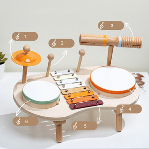 Ensemble de batterie pour enfants Xylophone en bois <span class=keywords><strong>Kit</strong></span> d'instruments de <span class=keywords><strong>musique</strong></span> Ensemble de batterie pour bébé Jouets sensoriels Montessori pour les tout-petits - Product Image 2