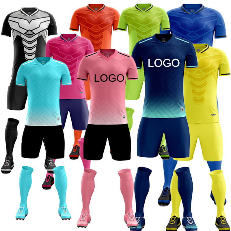 Customizable Men's Sublimation Football Soccer Jersey Set College Team  Training Uniform Kits Sample Design Garment Dyed Custom