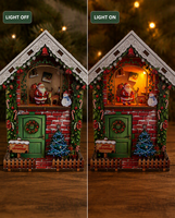 Kit miniature Hamaileon, décoration de maison de Noël, renne, bonhomme de neige, DIY, kit de maison miniature Père Noël avec LED, lumière chaude, cadeau pour adultes