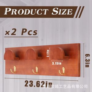 Wooden Saddle Rack <b>Wall</b> Mounted With <b>Hooks</b> For Reins And Hats Multifunctional Storage Organizer Rectangle Shape - Product Image 5