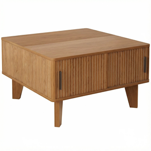 Tavolino da Caffè con Piano Sollevabile, Tavolo Centrale in Legno Scanalato con Anta Scorrevole, Tavolino Quadrato da 75,5 cm con Vano Portaoggetti per Soggiorno - Product Image 6