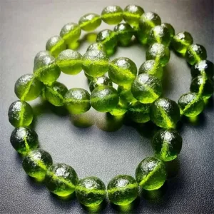 Pulsera de Tungsteno con Meteorito Verde Natural Moldavita, Unisex, Regalo, Certificado CCGTC, Cuentas de Piedra de Cristal de 8-12 mm - Product Image 3