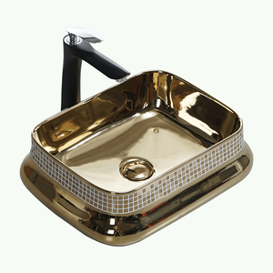 Lavabo da Appoggio in Ceramica Dorata Moderno, <span class=keywords><strong>Piccole</strong></span> <span class=keywords><strong>Dimensioni</strong></span>, Facile da Pulire, Lavandino da Bagno <span class=keywords><strong>di</strong></span> Chaozhou - Product Image 3