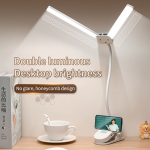 Lampe de bureau LED à double tête, moderne, petite, protection des yeux, lampe d'étude, dortoir étudiant, mobile, rechargeable, veilleuse électrique - Product Image 2