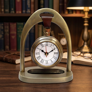 Premium Vintage <b>Gold</b> Metal Desk <b>Clock</b> Roman Numerals Antique Style Hanging Table <b>Clock</b> for Home Office Library Decor - Product Image 2