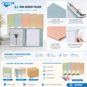 Vente directe usine Production en masse Classeur à 3 anneaux en paille de blé avec logo personnalisé Épaisseur de la couverture 0,80 mm Classeur à anneaux en PP - Product Image 3