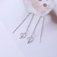 Style coréen japonais 925 boucles d'oreilles en argent Sterling frais mignon lune chat oreille fil femmes forêt Sweetelegant chaton or cadeau