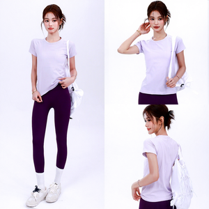 Combinaison de sport pour <span class=keywords><strong>femme</strong></span> en violet pour le yoga, la remise en forme, la course à pied, l'entraînement, le tennis et le <span class=keywords><strong>badminton</strong></span> professionnels, en nylon et élasthanne, avec fermeture à cordon - Product Image 5