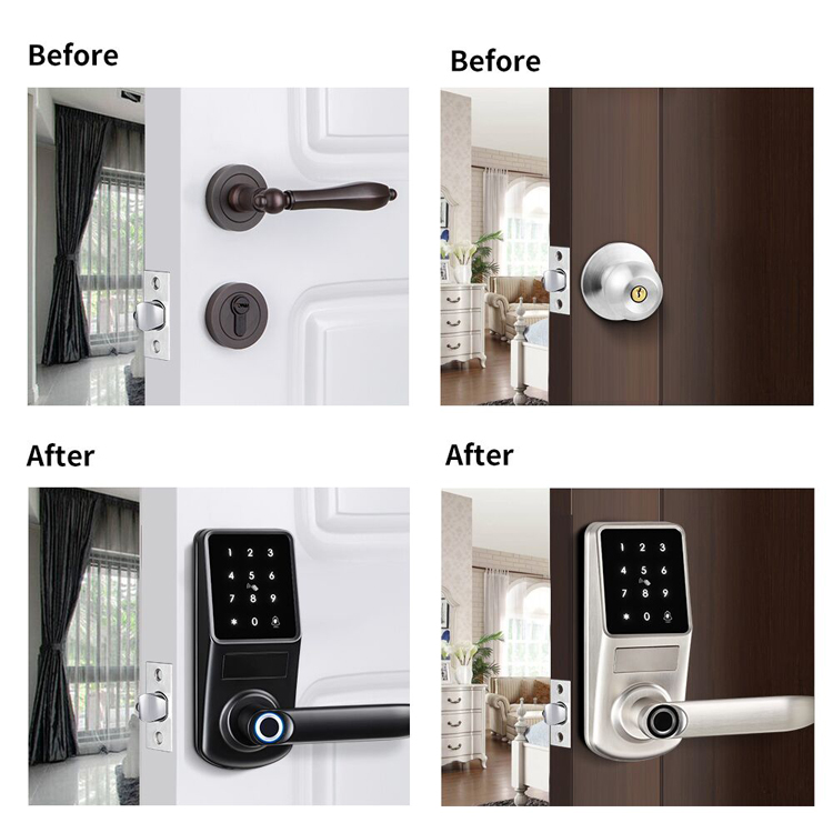 Wireless Outdoor Keypad European Password Card TTLock TUYA WIFI Pro App Smart Fingerprint Door Lock for home