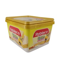 Grands pots à biscuits carrés de stockage 850G iml avec couvercles, boîtes en plastique réutilisables pour biscuits