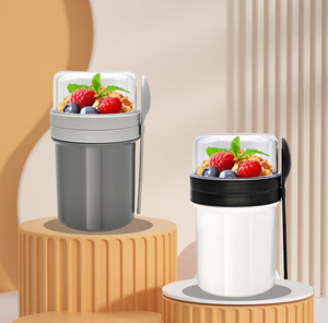 Vasos portátiles al por mayor para yogur y parfait con tapas y cucharas para desayuno, cereales, avena remojada, aderezos para ensaladas y almacenamiento de alimentos - Product Image 2