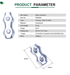 Conector de Cuerda de 6 mm, Acero Galvanizado, Forma de Mancuerna, <span class=keywords><strong>Dos</strong></span> Pernos, Sujeción de Cinta, Unión de Cinta, Mantén la Cerca Ordenada, para Cercas Exteriores - Product Image 4